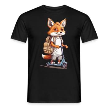 Schulweg Fuchs Einschulung Roller Abenteuer Design - Männer T-Shirt - Schwarz - Vorne - AI Model Male 178 light (178cm)