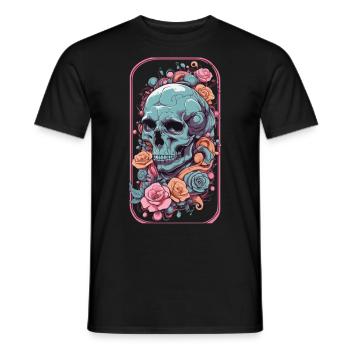 Ästhetisches Gothic Skull Rosen Okkult Design - Männer T-Shirt - Schwarz - Vorne - AI Model Male 178 light (178cm)