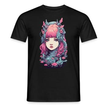 Esthétique Anime Synthwave e-Girl Streetwear - T-shirt homme - noir - Devant - AI Model Male 178 light (178cm)