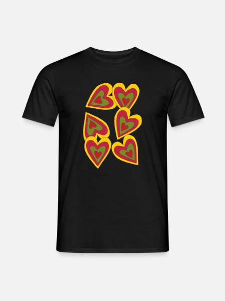 cœurs en feu - T-shirt homme - noir