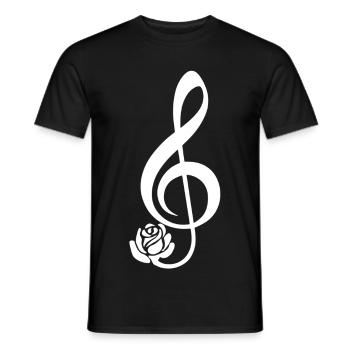 Clé de sol blanche en fleur - T-shirt homme - noir - Devant - AI Model Male 178 light (178cm)