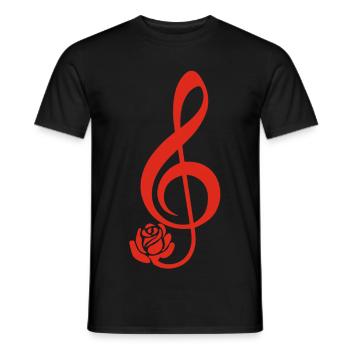 Clé de sol rouge en fleur - T-shirt homme - noir - Devant - AI Model Male 178 light (178cm)