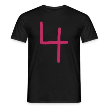4 Number four pink number red Birthday - Men's T-Shirt - black - Front - AI Model Male 178 light (178cm)