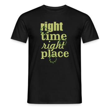 right time right place - Men's T-Shirt - black - Front - AI Model Male 178 light (178cm)
