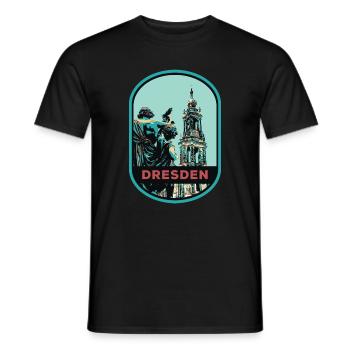 Illustration: Hofkirche Cathedral, Dresden - Men's T-Shirt - black - Front - AI Model Male 178 light (178cm)