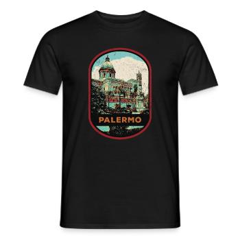 Exploration sicilienne : Palerme authentique - T-shirt homme - noir - Devant - AI Model Male 178 light (178cm)