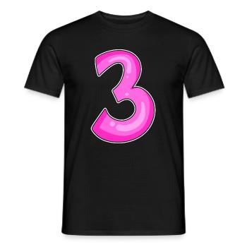 Drei - 3 - Nummer 3 - Zahl 3 - Männer T-Shirt - Schwarz - Vorne - AI Model Male 178 light (178cm)