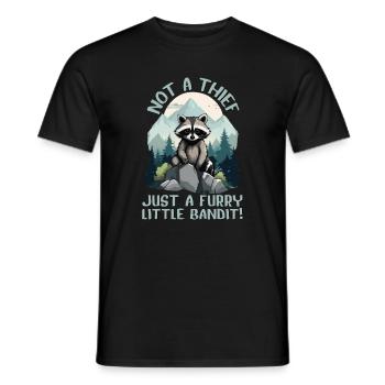 Not a thief, just a furry little bandit, Raccoon - Men's T-Shirt - black - Front - AI Model Male 178 light (178cm)