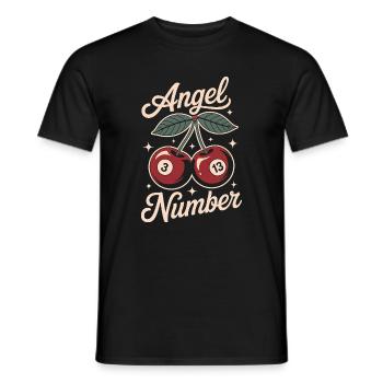 Angel Number 313 Retro Cherry Spiritual Numerology - Men's T-Shirt - black - Front - AI Model Male 178 light (178cm)