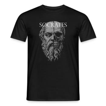 Socrates Half-Skull Portrait Design - Men's T-Shirt - black - Front - AI Model Male 178 light (178cm)