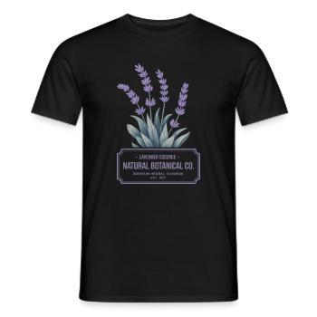 Lavender Essence – Botanisches Vintage Label - Männer T-Shirt - Schwarz - Vorne - AI Model Male 178 light (178cm)