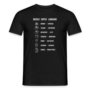 Schéma hebdomadaire du langage du café - T-shirt homme - noir - Devant - AI Model Male 178 light (178cm)