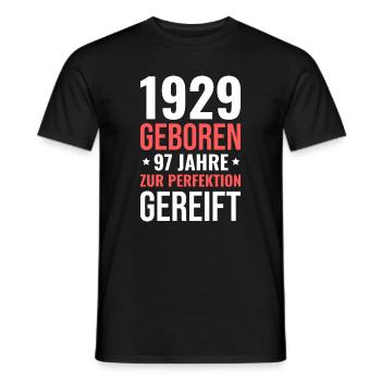 1929 Born – 97 years matured to perfection - Men's T-Shirt - black - Front - AI Model Male 178 light (178cm)