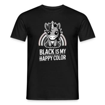 Grauer Einhorn-Regenbogen: Schwarz ist meine fröhliche Farbe - Männer T-Shirt - Schwarz - Vorne - AI Model Male 178 light (178cm)