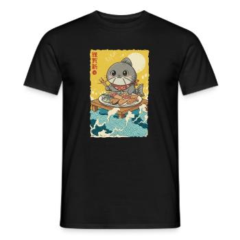Kawaii Cats Fish - Men's T-Shirt - black - Front - AI Model Male 178 light (178cm)