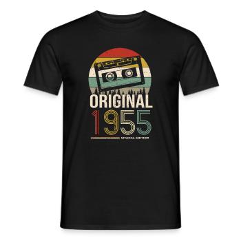 1955 Birthday 1955 Born in 1955 Birthday - Men's T-Shirt - black - Front - AI Model Male 178 light (178cm)