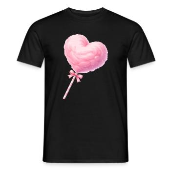 Pink Cotton Candy Heart Illustration - Men's T-Shirt - black - Front - AI Model Male 178 light (178cm)