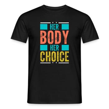 Son corps, son choix, soutien féministe - T-shirt homme - noir - Devant - AI Model Male 178 light (178cm)