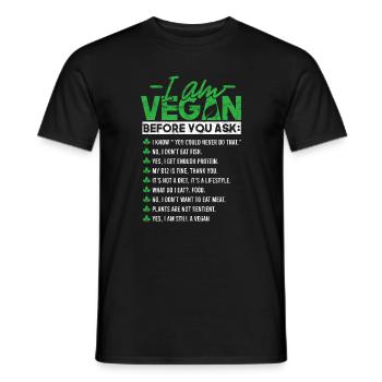 Ich bin Veganer, bevor du fragst - Männer T-Shirt - Schwarz - Vorne - AI Model Male 178 light (178cm)