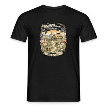 Cottage champêtre et fleurs sauvages - T-shirt homme - noir - Devant - AI Model Male 178 light (178cm)