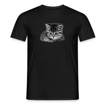 Cat - green eyes - Men's T-Shirt - black - Front - AI Model Male 178 light (178cm)