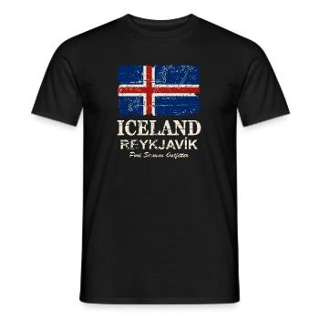 Iceland Vintage Flag - T-shirt homme - noir - Devant - AI Model Male 178 light (178cm)