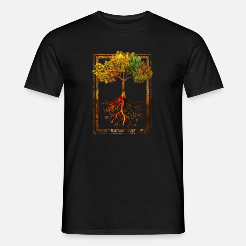 Mutter Natur Rahmen Wurzeln Baum Lebensbaum - Männer T-Shirt - Schwarz