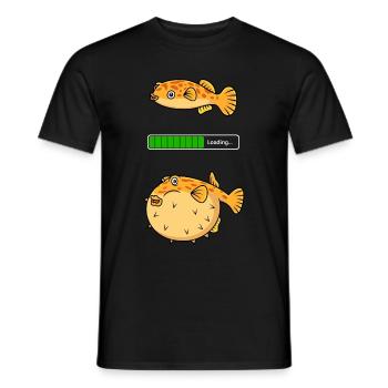 poisson-globe moelleux pêche top poisson tampon fugu - T-shirt homme - noir - Devant - AI Model Male 178 light (178cm)