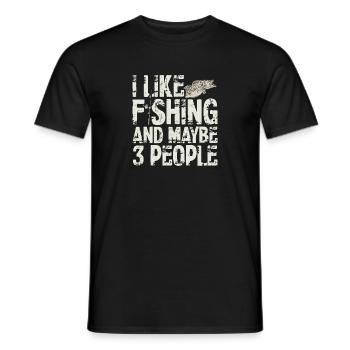 I Like Fishing And Maybe Three People Funny - Men's T-Shirt - black - Front - AI Model Male 178 light (178cm)
