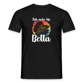 Fish Make Life Betta Siamese Fighting Fish - T-shirt homme - noir - Devant - AI Model Male 178 light (178cm)