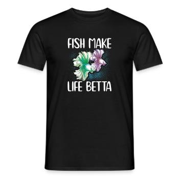 Fish Make Life Betta Siamese Fighting Fish - T-shirt homme - noir - Devant - AI Model Male 178 light (178cm)