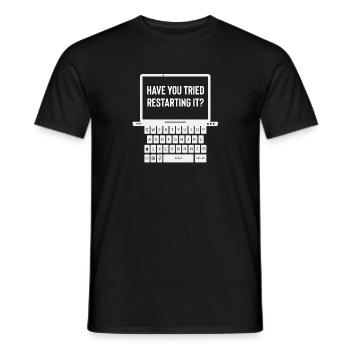 Humorvoll haben versucht, es neu zu starten Informationen - Männer T-Shirt - Schwarz - Vorne - AI Model Male 178 light (178cm)