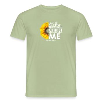 Christianisme inspirant Tournesols Philippiens - T-shirt homme - vert sauge - Devant - AI Model Male 178 light (178cm)