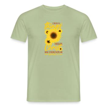 Christianisme inspirant Tournesols Philippiens - T-shirt homme - vert sauge - Devant - AI Model Male 178 light (178cm)