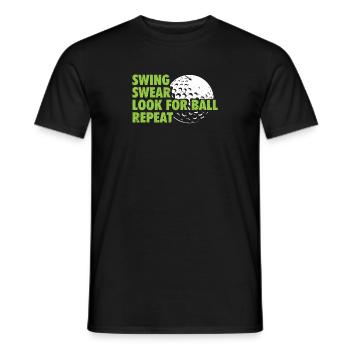 Swing Swear Look For Repeat Funny Golf Golfer - Men's T-Shirt - black - Front - AI Model Male 178 light (178cm)