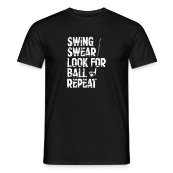 Swing Swear Look For Repeat Funny Golf Golfer - Men's T-Shirt - black - Front - AI Model Male 178 light (178cm)