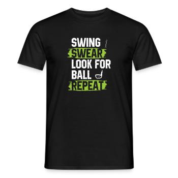 Swing Swear Look For Repeat Funny Golf Golfer - Men's T-Shirt - black - Front - AI Model Male 178 light (178cm)