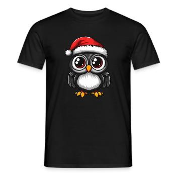 Hibou Noël - T-shirt homme - noir - Devant - AI Model Male 178 light (178cm)