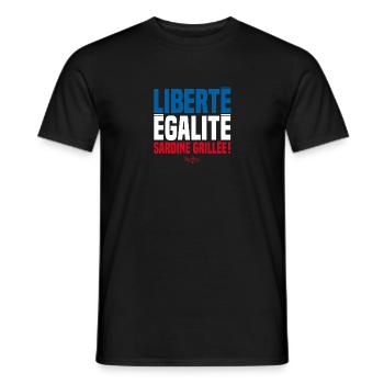LIBERTY EQUALITY GEGRILLTE SARDINEN! - Männer T-Shirt - Schwarz - Vorne - AI Model Male 178 light (178cm)