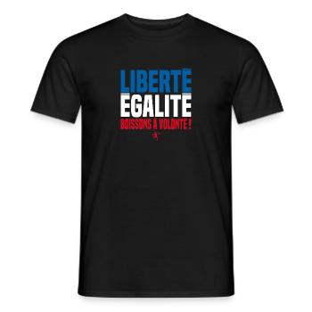 FREEDOM, EQUALITY, UNLIMITED DRINKS! - Men's T-Shirt - black - Front - AI Model Male 178 light (178cm)