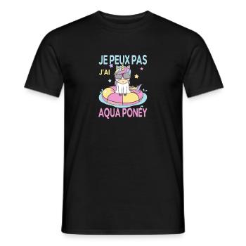 Je peux pas j'ai Aqua Poney Fans de Licornes - T-shirt homme - noir - Devant - AI Model Male 178 light (178cm)