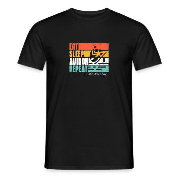 Essen, schlafen, rudern, wiederholen. Für ein Rudergerät - Männer T-Shirt - Schwarz - Vorne - AI Model Male 178 light (178cm)