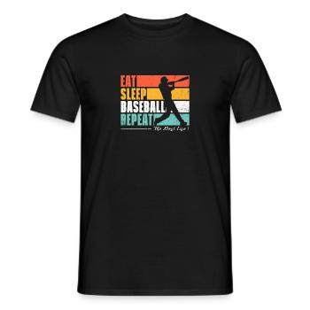 Eat Sleep Baseball Wiederholung. US-Sportfans - Männer T-Shirt - Schwarz - Vorne - AI Model Male 178 light (178cm)
