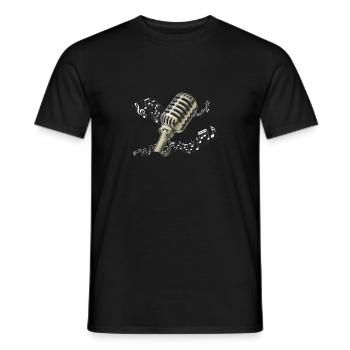 Mikrofon Noten Musik vintage Geschenk Harmonie - Männer T-Shirt - Schwarz - Vorne - AI Model Male 178 light (178cm)