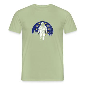 Astronaut Moon Europe Flag EU Euro - Men's T-Shirt - sage - Front - AI Model Male 178 light (178cm)