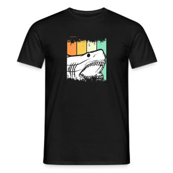 Hai Fisch vintage bunt Geschenk Meer Ozean Tier - Männer T-Shirt - Schwarz - Vorne - AI Model Male 178 light (178cm)