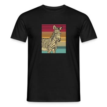 Zebra Retro Gift Animal Nature Safari Stripes. - Men's T-Shirt - black - Front - AI Model Male 178 light (178cm)