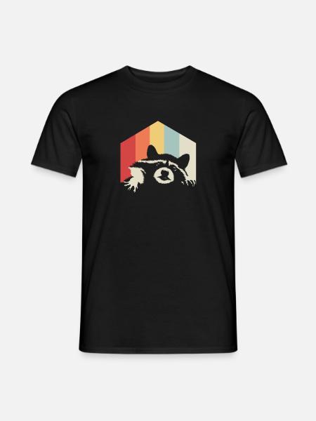 Raccoon Retro Colorful Colors Gift Forest Nature - Men's T-Shirt - black