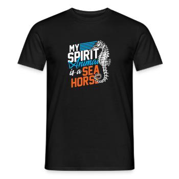 Hippocampe moderne animal poisson océan cadeau - T-shirt homme - noir - Devant - AI Model Male 178 light (178cm)