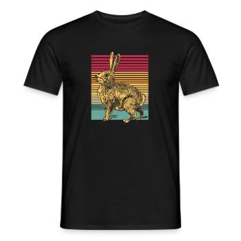 Rabbit in retro style Easter bunny rabbit animal - Men's T-Shirt - black - Front - AI Model Male 178 light (178cm)